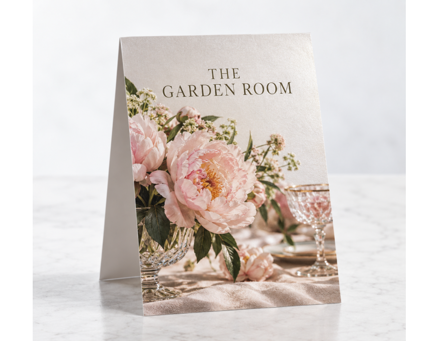 Pearl Table Tents with original sample artwork