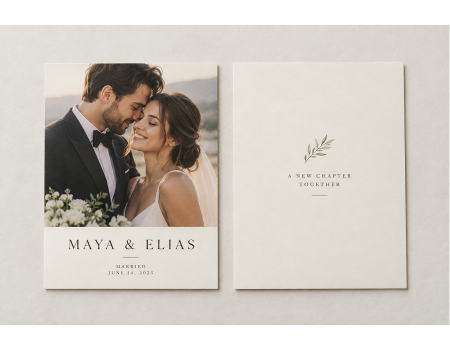 Natural Announcement Cards with original sample artwork