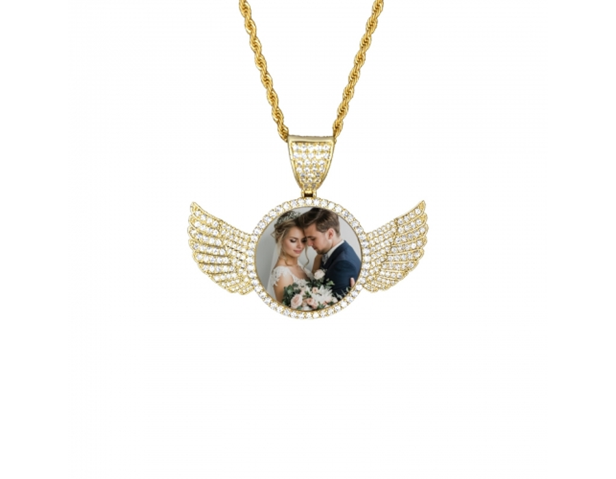 Forever Wings Photo Pendant — Gold product view